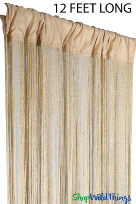 Gold Braided Lurex 12 Foot Extra Long String Fringe Backdrop and Stage Curtains