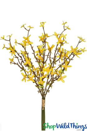 Yellow Forsythia Flower Spray with Bendable brown stalks for Centerpieces