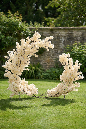 Half Moon Dogwood Blossom Artificial Florals Arch 2 in 1 - ShopWildThings Professional Event Displays