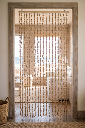 Handcrafted Jute Rope Curtain with 18 knotted natural jute strands and light wood headrail, 35.5" wide x 78" long – ShopWildThings.com