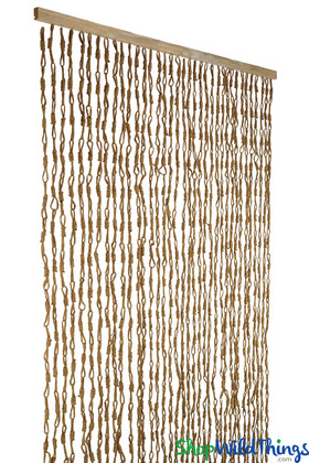 Brown Natural Straw Paper Hand-Tied Doorway Window Curtain - Strands of Natural Loops ShopWildThings.com