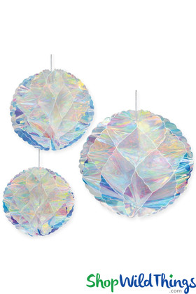 Iridescent Honeycomb Metallic Foil Balls, Set of 3 - ShopWildThings.com