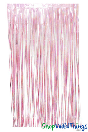 Sparkling Holographic Pink Metallic Foil Hanging Backdrop Party Curtain ShopWildThings.com