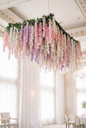 Floral Garlands Ceiling Drape Pre-Made on Fabric Backing ShopWildThings.com