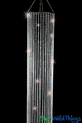 K9 Real Crystals Hanging  Clear Beaded Columns, Choose Your Length