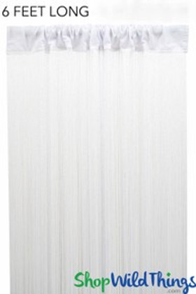 White String Curtain Fringe Panel for Doors and Windows, 6' Long Rod Pocket Curtain Backdrop by ShopWildThings.com