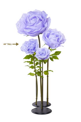 Extra large light purple silk rose bloom with layered petals, artificial flower prop from ShopWildThings.com for weddings, parties, and event decorations.