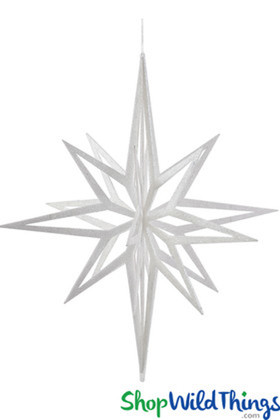 White Large 3-D Ornaments Collapsible Hanging Stars Event Decoration ShopWildThings