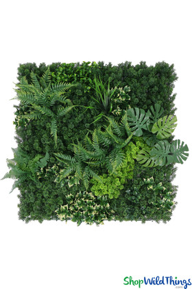 Abundant Flora and Mixed Green Plants UV Rated Greenery Wall 40"x40" ShopWildThings.com