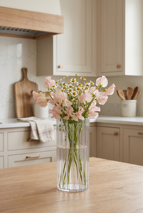 Fluted Clear Acrylic Cylinder Vase 7.5" Tall by ShopWildThings.com