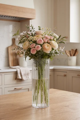 Fluted Clear Acrylic Cylinder Vase 9.5" Tall by ShopWildThings.com