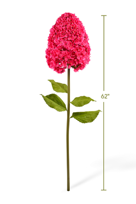 Oversized Silk Panicle Hydrangea Bush w/Removable Stem - Fuchsia - 62"H x 14"W