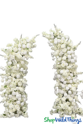 Artificial 5D Easy Assembly 2 Piece White/Ivory Roses and Flower Arch 7' Tall ShopWildThings