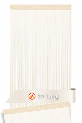 Ivory String Curtains 16' Long Fringe Curtains into Hanging Columns for Large Venues by ShopWildThings.com
