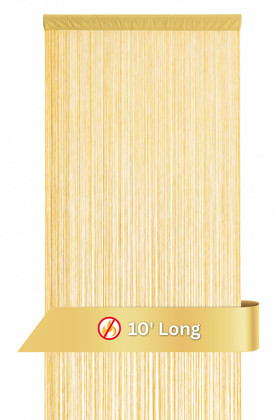 String Curtain Sunset Gold 3' W x 10' L - FR Fire Rated - Polyester & Cotton "Nassau" (trimmable length!)
