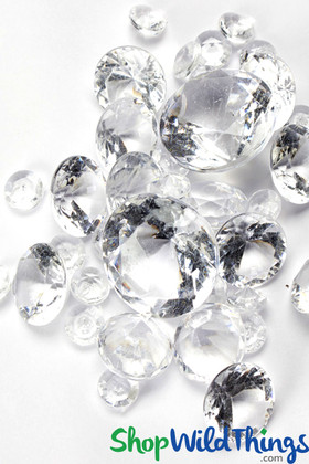Acrylic Diamonds - Clear Assorted Sizes - 1lb Bulk