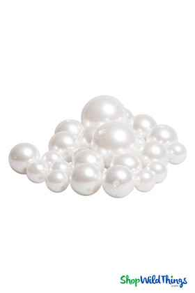 Loose Pearls - 3 Bead Sizes With Hole - About 84 Pearls or 1.5 Cups - White