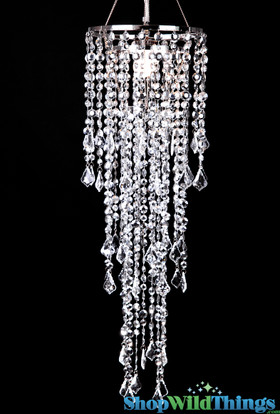 ShopWildThings Diamante Duo Delight Chandelier Features 2 Sizes of Sparkling Silver Beads