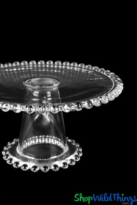 Beaded Edge Glass Cake Stand - Pedestal 8 1/4"