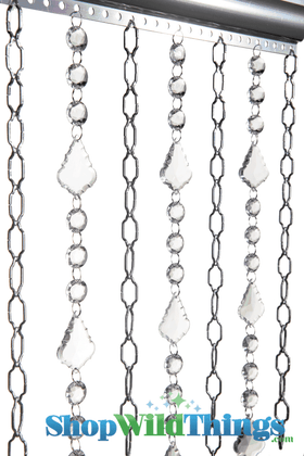 Silver Cameo Chain and Crystal Beaded Gigi Strands on Custom Made Curtain, ShopWildThings.com