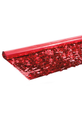 Metallic Red Mylar Floral Fabric Sheeting, 3-D Fire Resistant Decoration for Tables, Walls, Ceilings, Parade Floats, ShopWildThings.com