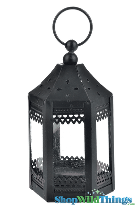 ShopWildThings | Candle Lantern -  Mini Hurricane - Black 4.5" high