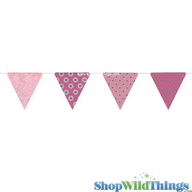 Colorful Paper Triangle Hanging Bunting, 12 Pennants Each 8" by 8", ShopWildThings.com