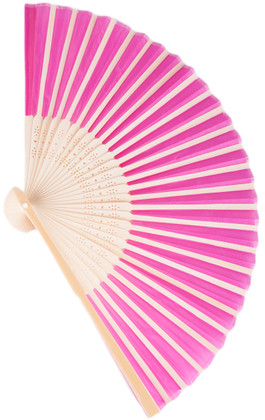 Folding Fan - Fuchsia Pink Nylon & Wood - 8 1/4" x 14" | ShopWildThings