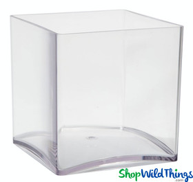 Vase - Acrylic Square - Clear 4in x 4in x 4in - Lightweight Cube Vase by ShopWildThings.com