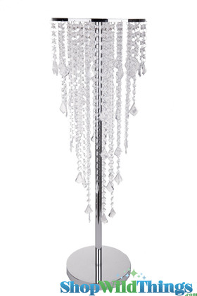 5 Tier 36" Crystal & Chrome Table Chandelier Centerpiece With Stand "The Plaza"