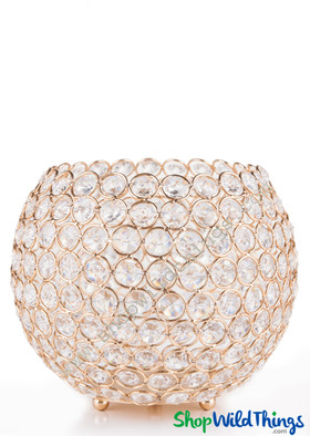 Gold Crystal Beaded Round Ball Candle Holder for Special Events Centerpieces ShopWildThings
