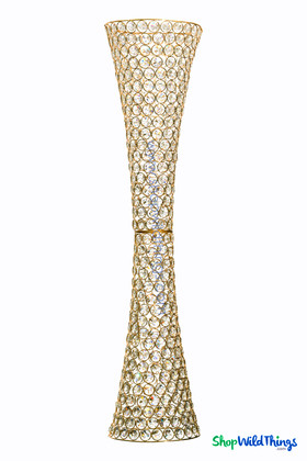 Real Crystal Beaded Vase - Hurricane Crystal and Gold