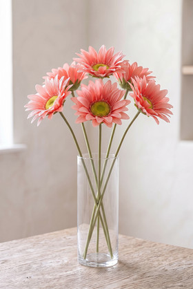 Pink Giant Gerber Daisy Stem with 9.5-inch faux pink statement bloom and 24-inch bendable green stem – ShopWildThings.com