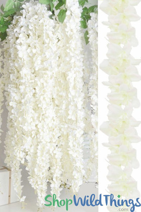 Artificial Off-White Plumeria Flower Garland | 6Ft Tropical Silk Wedding Garland | ShopWildThings.com