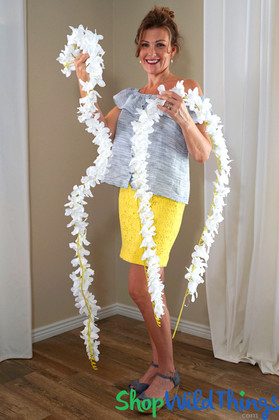 Artificial White Plumeria Flower Garland | 6.6Ft Tropical Silk Garland with Bendable Wire | ShopWildThings.com