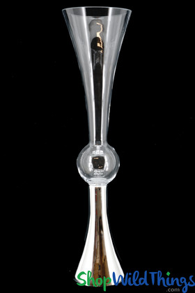 Reversible Glass Trumpet Vase - Metallic Silver & Clear - 2' Latour Vases