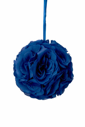 6" Royal Blue Pomander Flower Ball Garland | Silk Floral Wedding Decorations | Hang, Carry or Tabletop | ShopWildThings.com