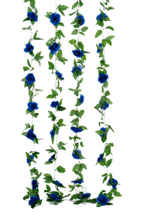 Artificial Blue Roses and Leaves Garland | 8Ft Long  Wedding and Event Decoration | ShopWildThings.com