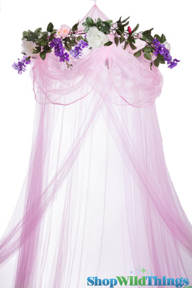 Sleeping Beauty Pink Net Bed Canopy & Drape, Soft and Sheer Fabric, ShopWildThings.com