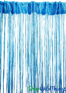 Light Blue Sparkle String Curtain Fringe Panel  for Doors and Windows, Rod Pocket Backdrop by ShopWildThings.com