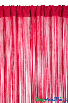Red String Curtain Fringe Panel for Doors and Windows, 7' Long Rod Pocket Curtain Backdrop by ShopWildThings.com
