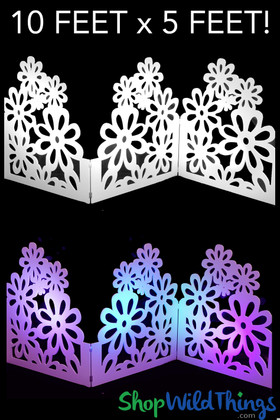 White Laser Cut Backdrop, Freestanding Floral Design Folding Panels, Can Be Painted | ShopWildThings.com