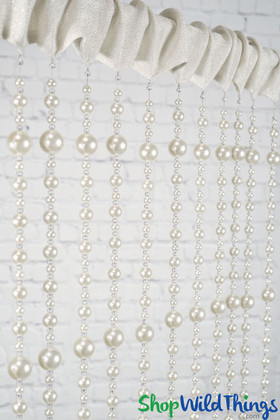 High Quality Fabric Top Pearl Beaded Curtain, 7 Foot Long Elegant Panel | ShopWildThings.com