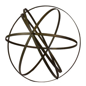 Wrought Iron Geometric Sphere with Patina Finish, 18" Floral Garden Orb, ShopWildThings.com