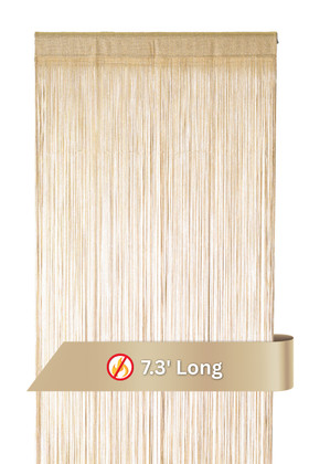 String Curtain Gold & Metallic Lurex 3 ft x 7.3 ft Fire Treated  (trimmable length!)