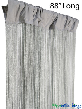 Silver String with Silver Lurex Curtain, Trimmable 3' x 7.33' ShopWildThings