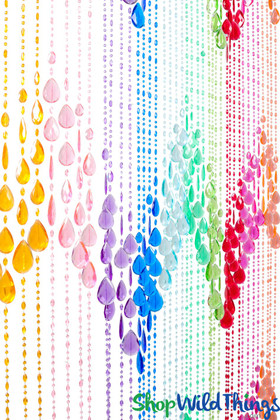 Rainbow Beaded Curtain Cascade Big Teardrops ShopWildThings Space Queen