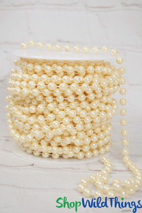 Roll of Beads PREMIUM WEIGHT - 22 Yards (66 Feet) Ivory Pearls 8mm Balls