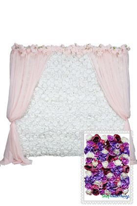 Premium Flower Wall Kit, 8Ft x 8Ft Portable Backdrop, Large Assorted Pink & Purple Flowers, Very Full | ShopWildThings.com