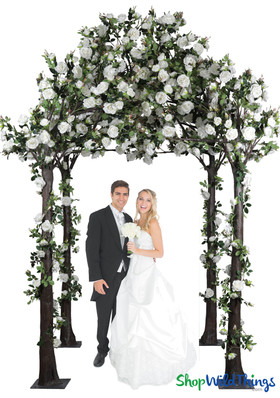 Greenery Gazebo with White Roses, Wedding Arbor Portable ShopWildThings.com